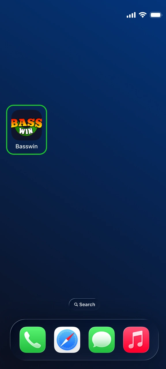Tap the application icon on your home screen to access Basswin.