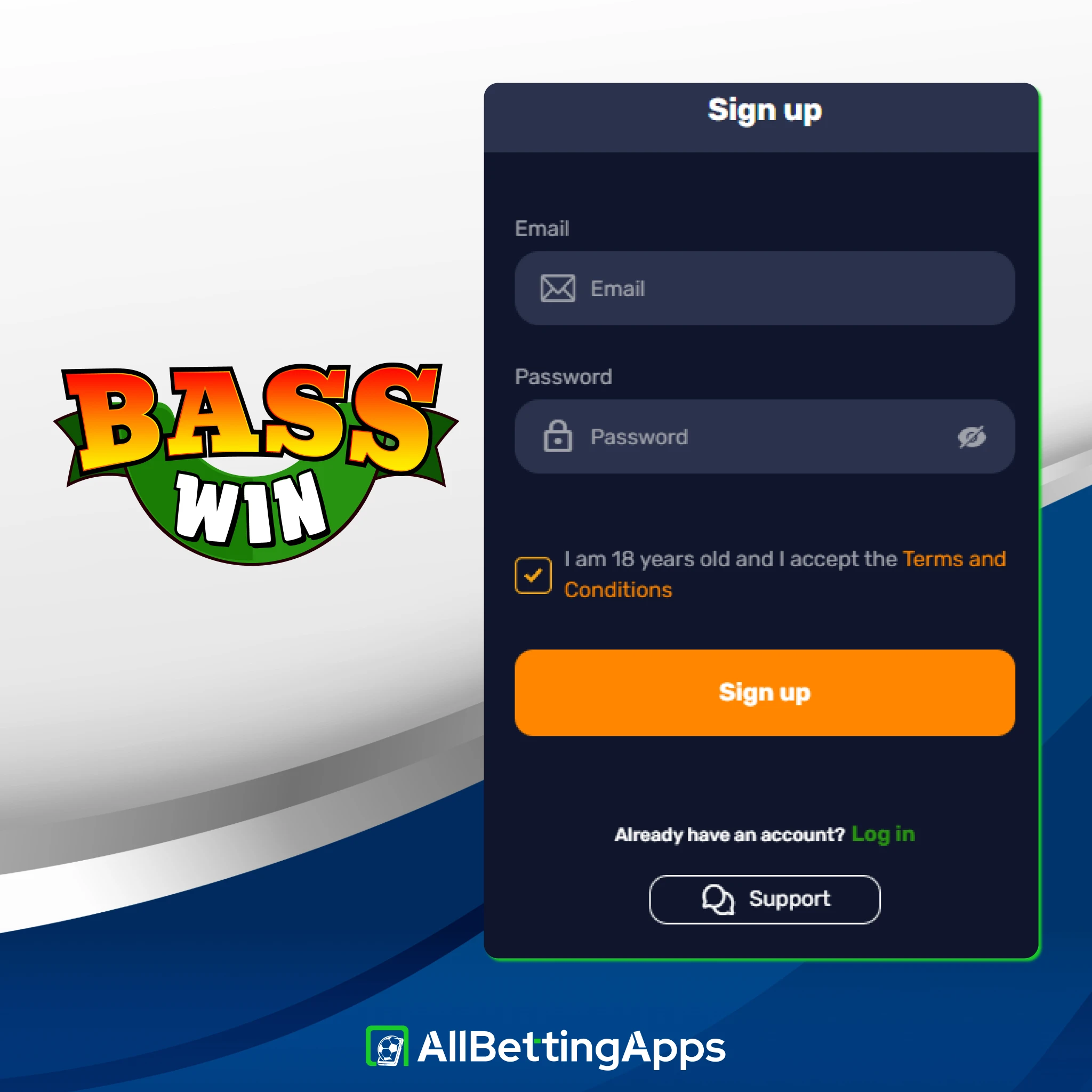 Create your new player profile directly inside the mobile app on Basswin.