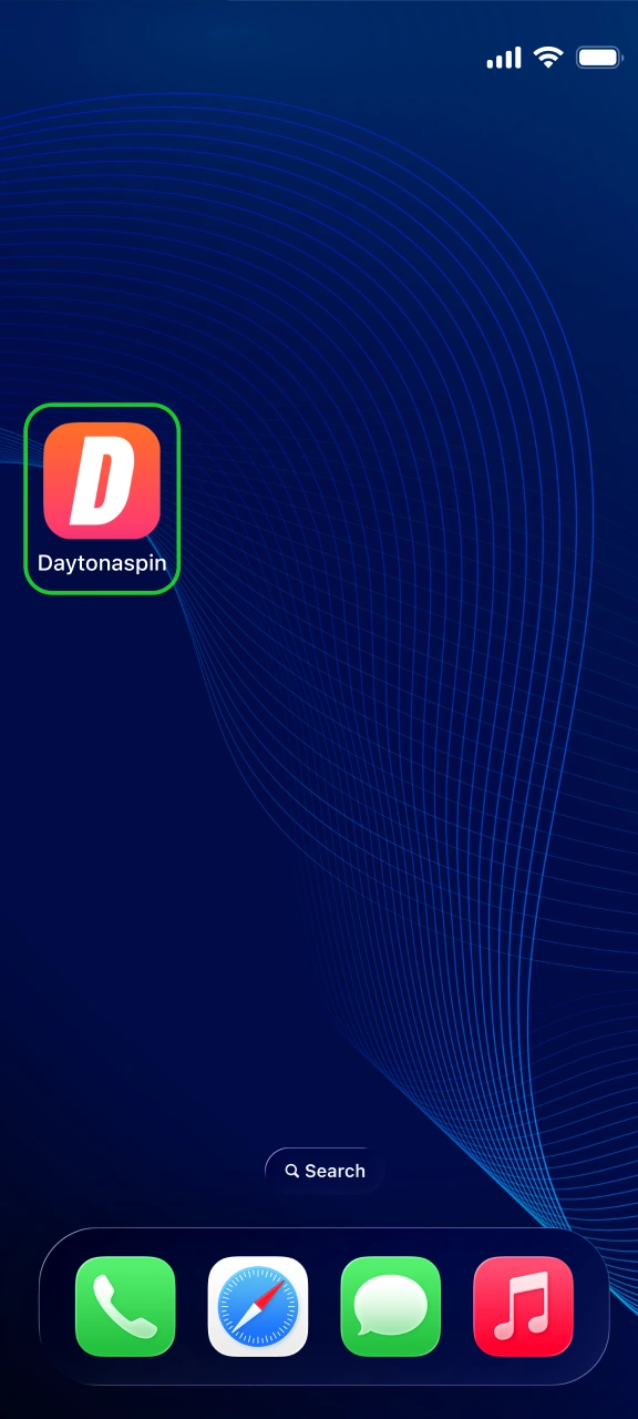 Click home screen icon to launch real money games on Daytonaspin.