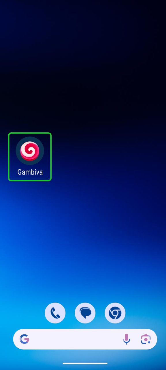 Tap shortcut icon to sign into your personal Gambiva profile.
