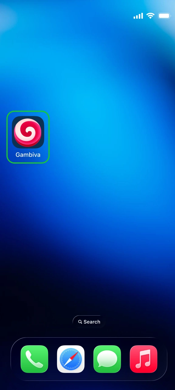 Launch home screen icon to play games on Gambiva.