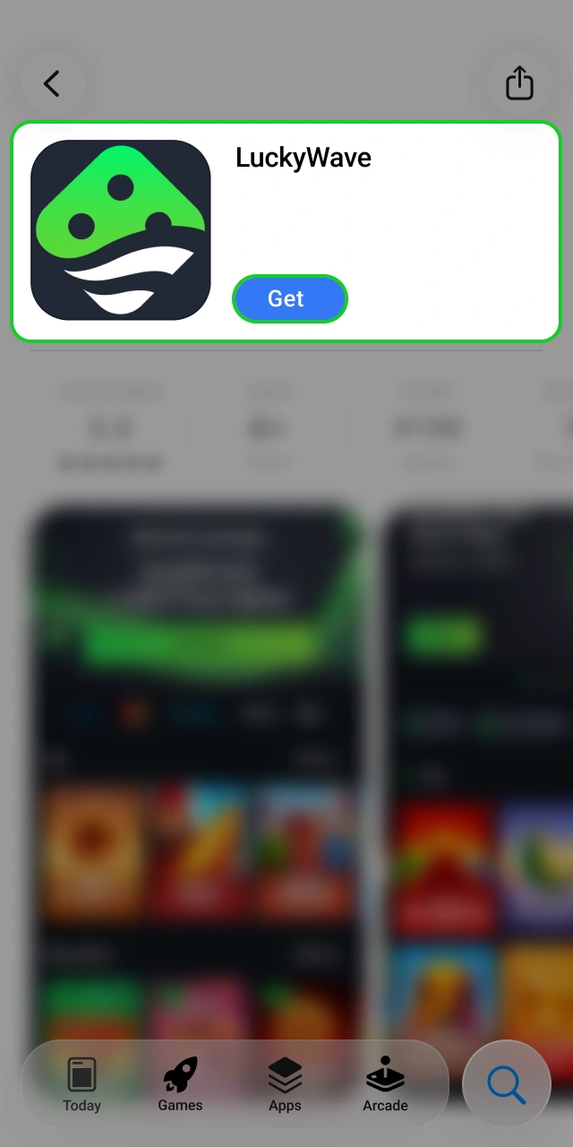 Press Get to start downloading the iOS app from LuckyWave.