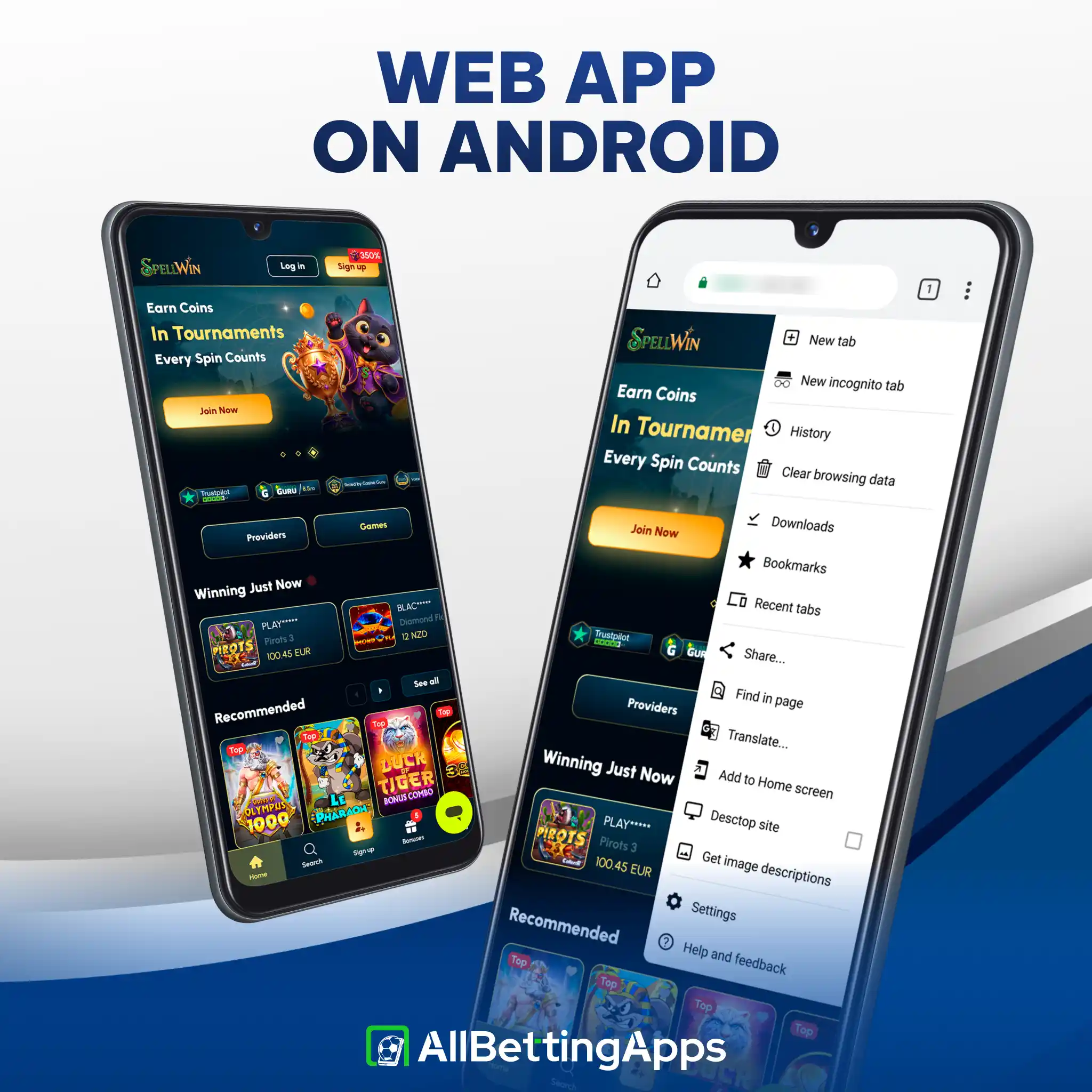 Add Android web app shortcuts easily following instructions on allbettingapps.