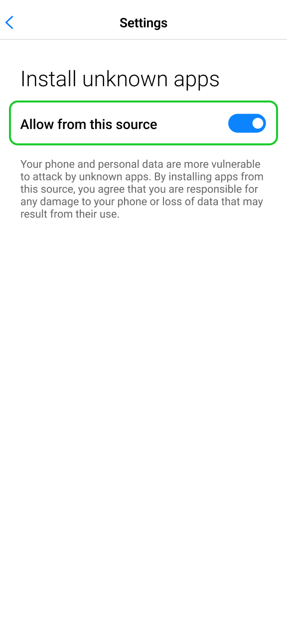Enable unknown sources in settings to install the Prestige Spin APK.