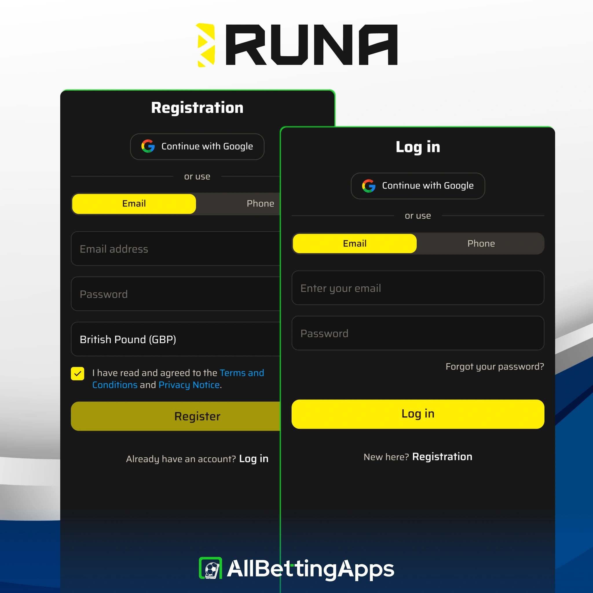 Create your new player profile by following quick steps on Runa.