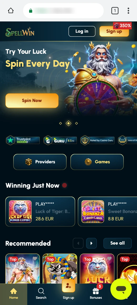 Open the official web portal in Chrome to access SpellWin.