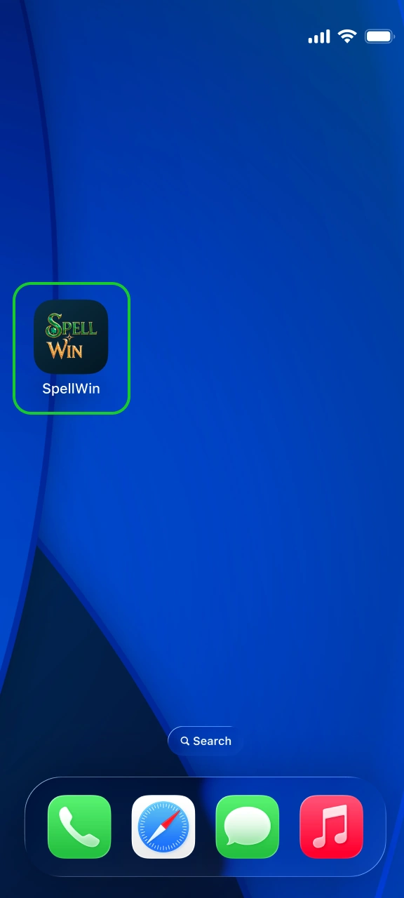 Tap the home screen icon to launch online betting at SpellWin.