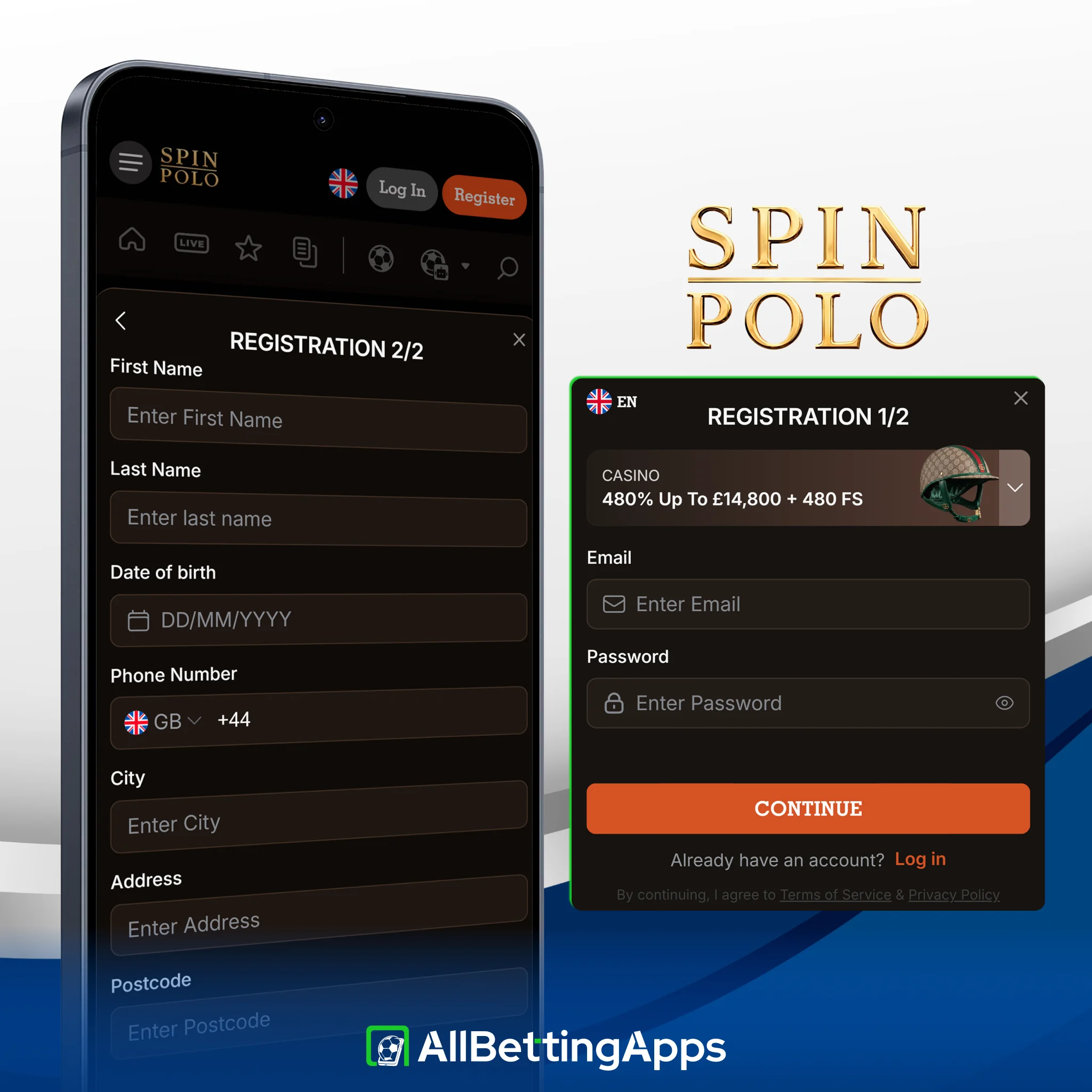Create your new player account by following quick steps on Spinpolo.