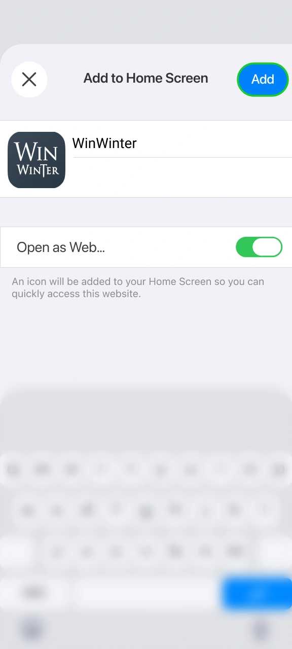 Create a web app shortcut icon on your iPhone for WinWinter.