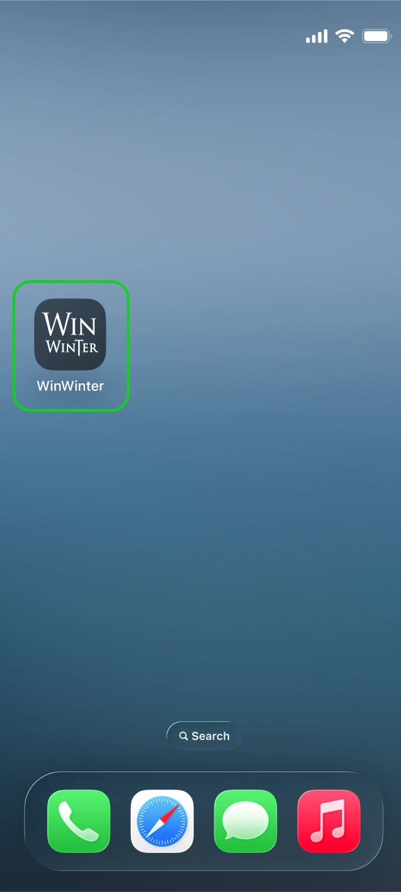 Tap the home screen icon to launch mobile games on WinWinter.