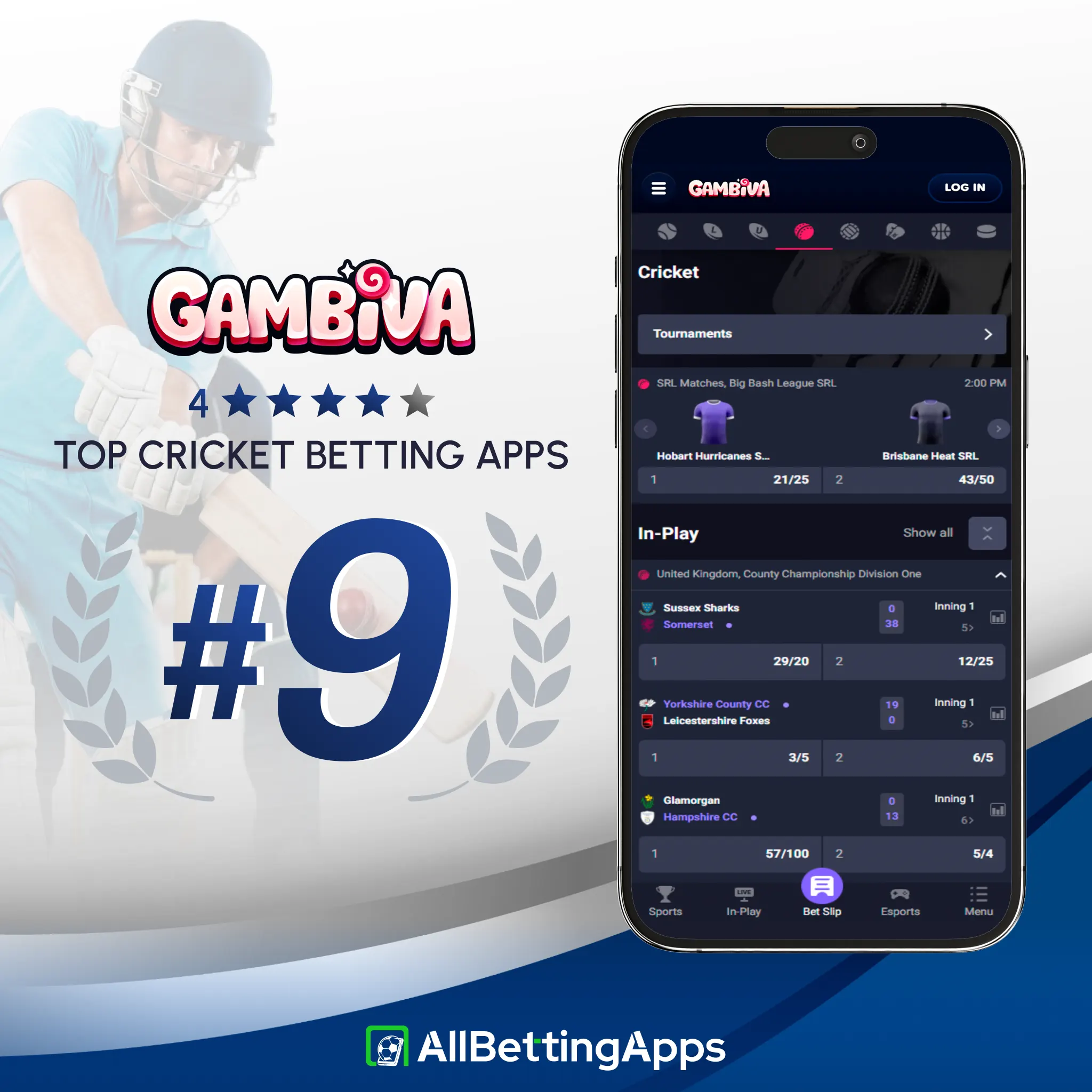 Discover Gambiva cricket sportsbook features evaluated on allbettingapps.