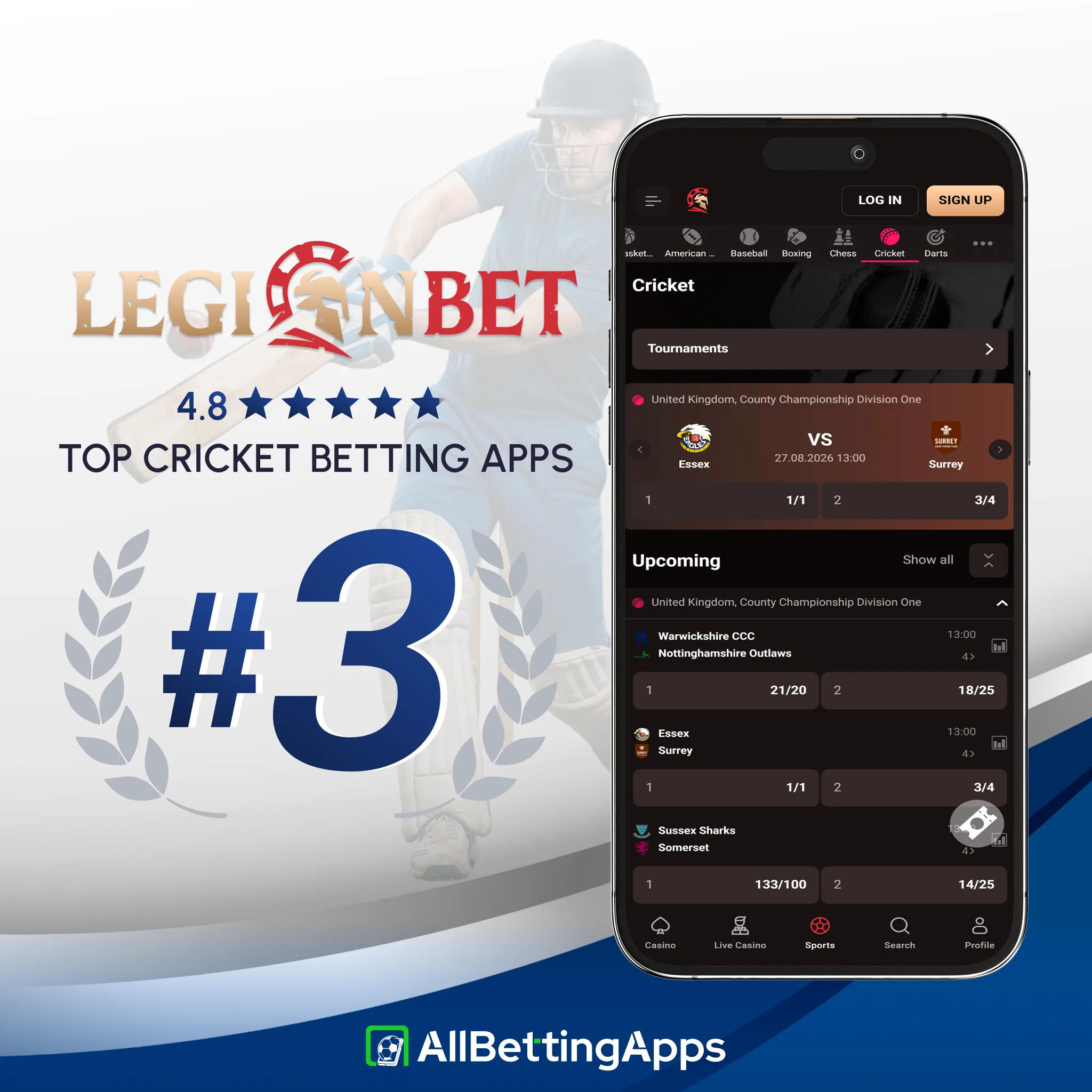 Discover Legionbet cricket betting markets analyzed by allbettingapps.
