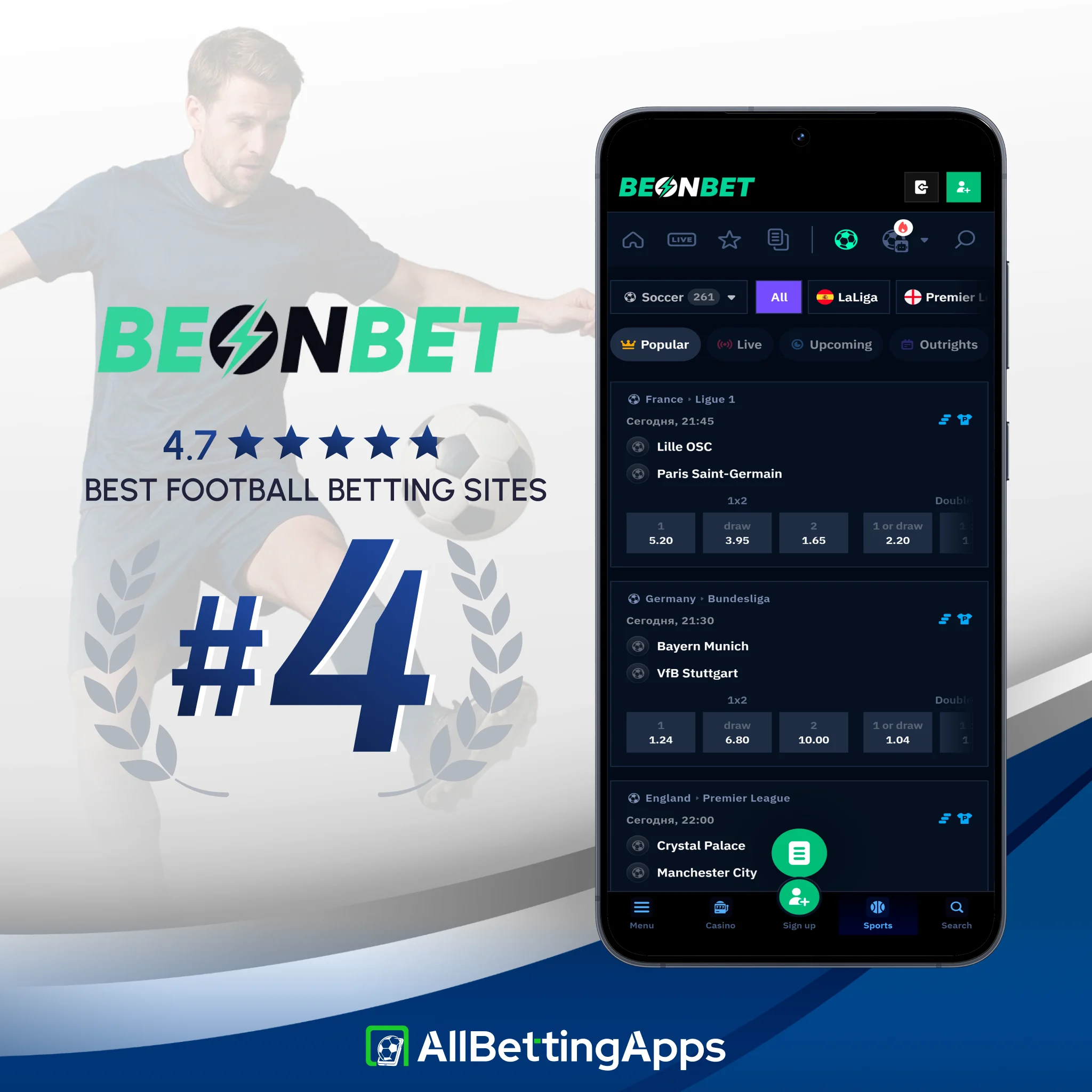 Compare Beonbet match betting options listed on allbettingapps.