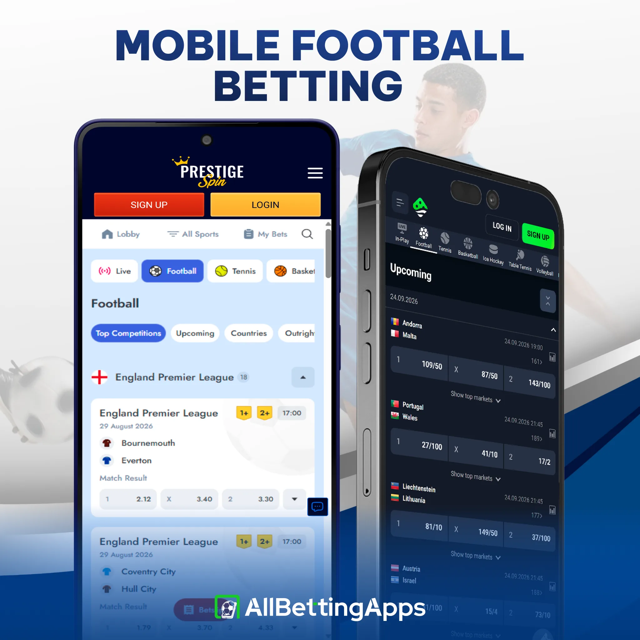 Find top mobile apps for football betting on allbettingapps.