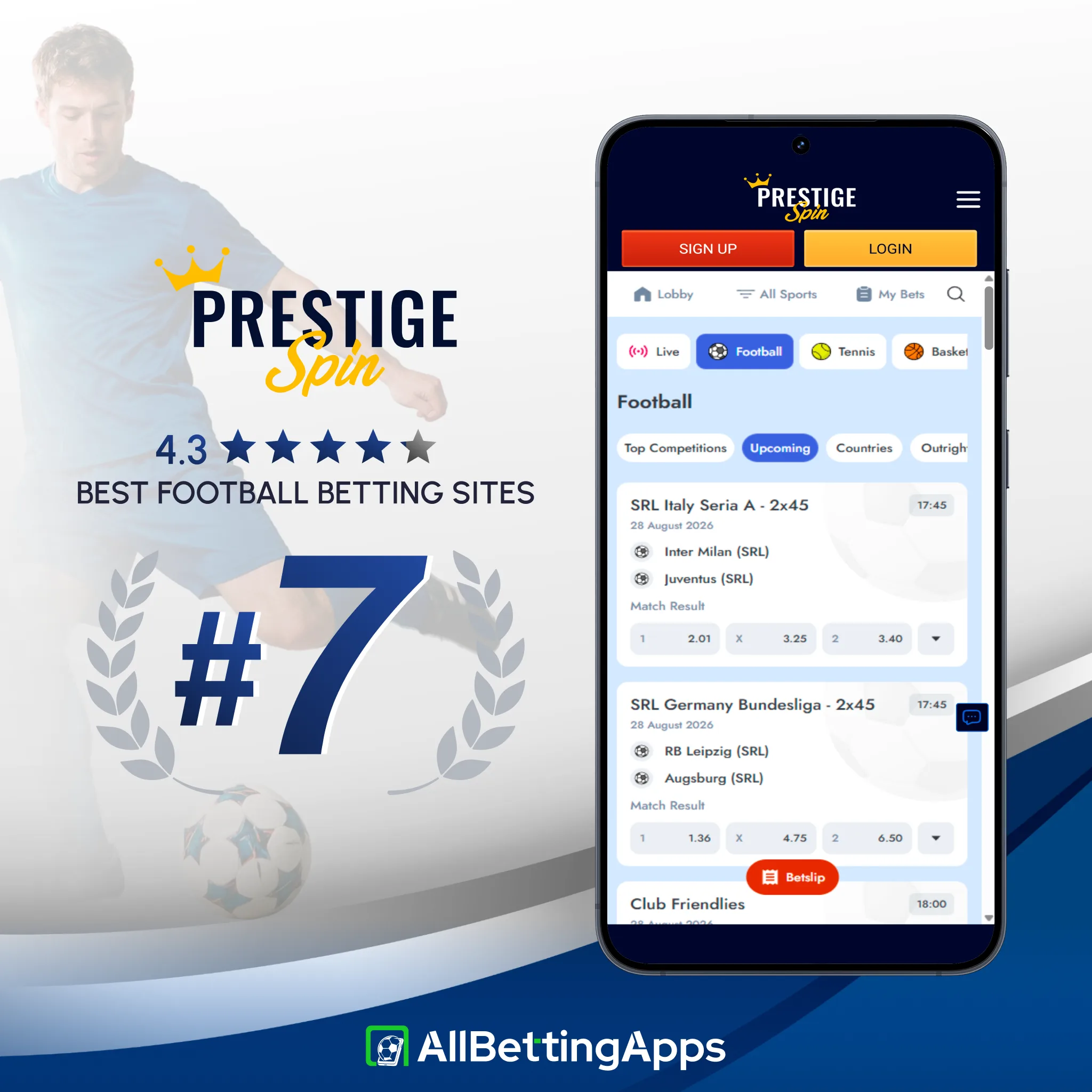 Check Prestige Spin football sportsbook highlights on allbettingapps.