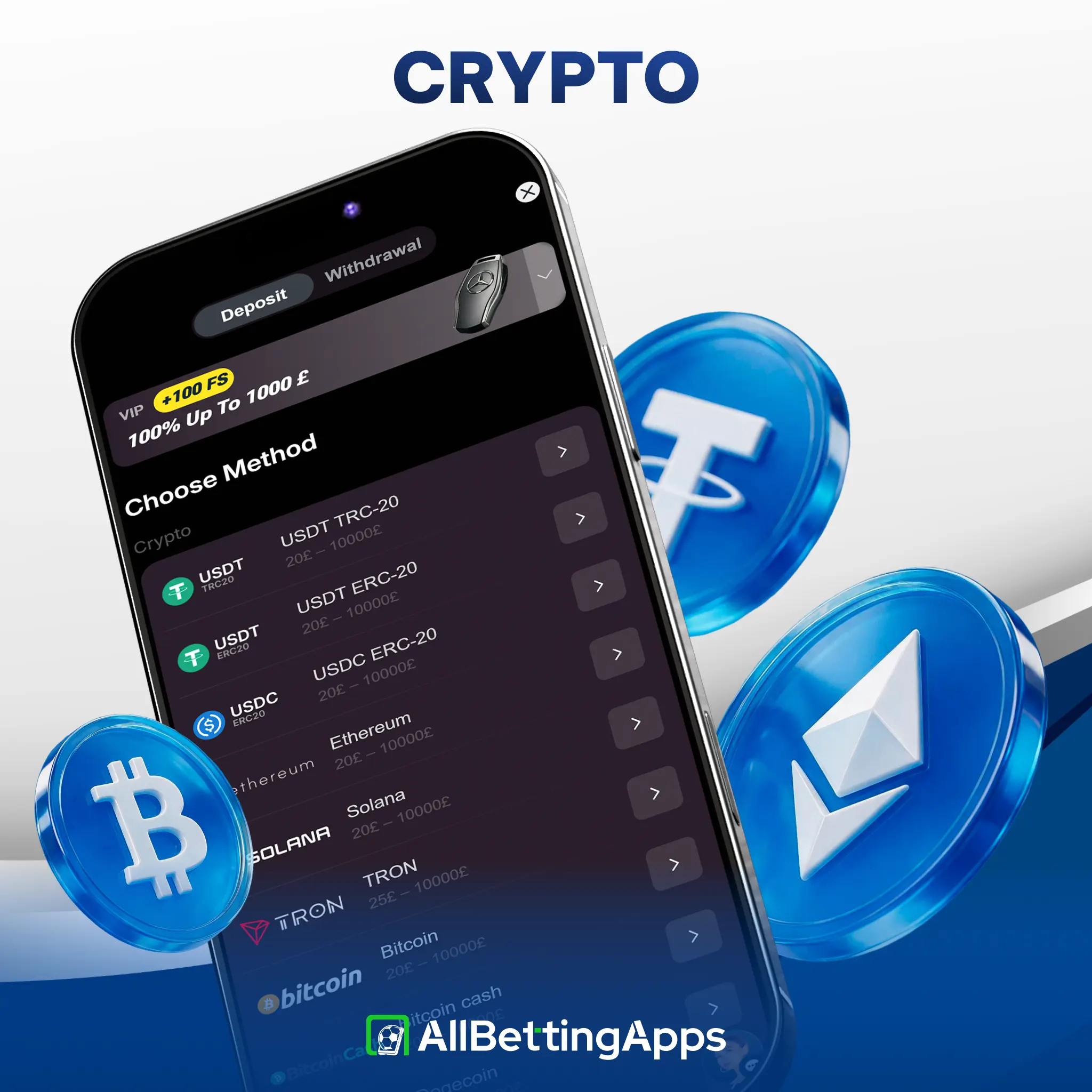 Discover cryptocurrency betting deposit options analyzed by allbettingapps experts.